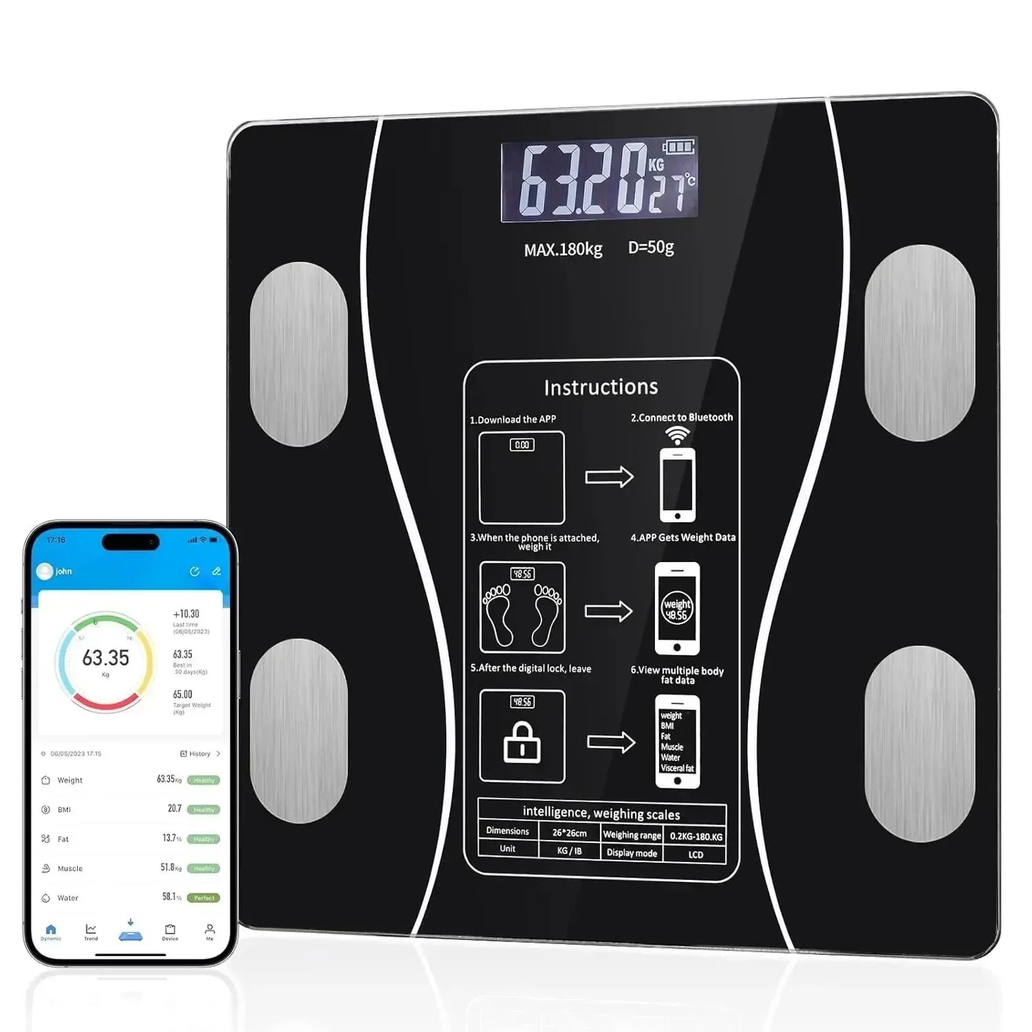Smart Body Fat Tracking Scale